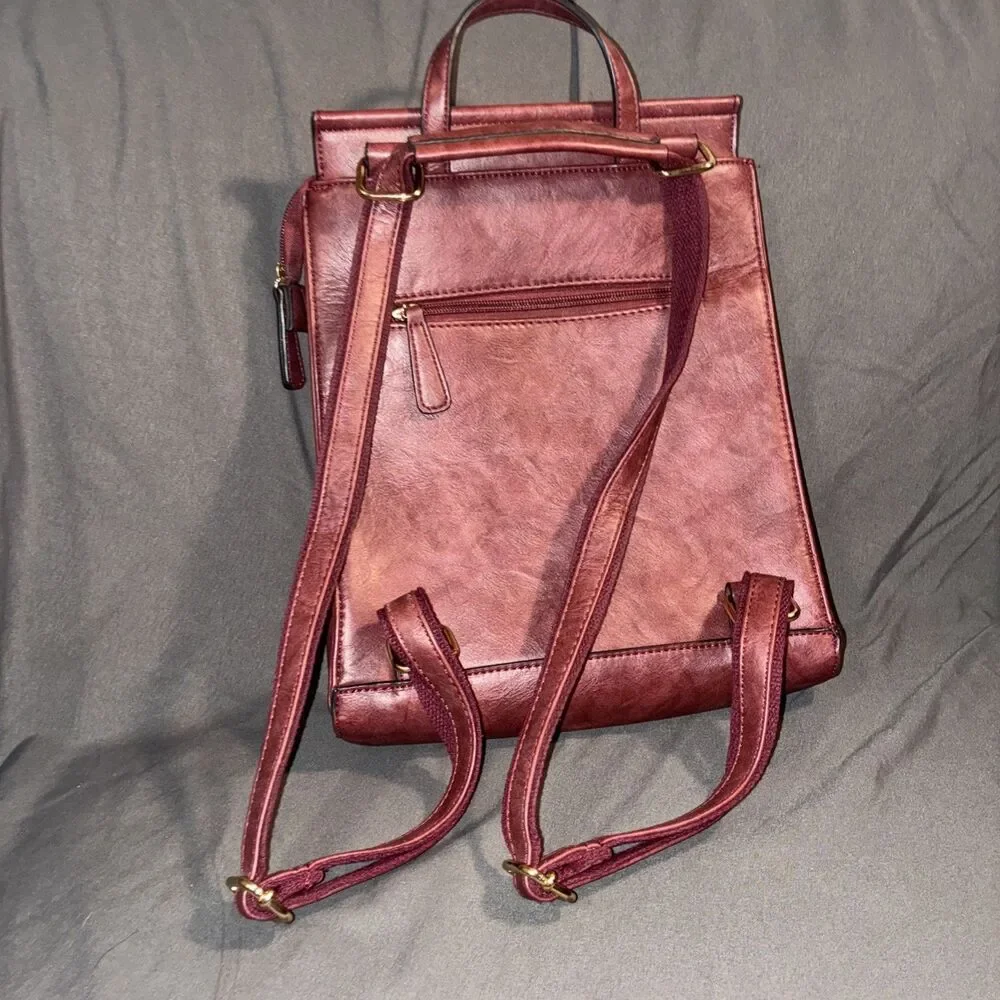 Convertible backpack and shoulder Maroon/Burgundy
